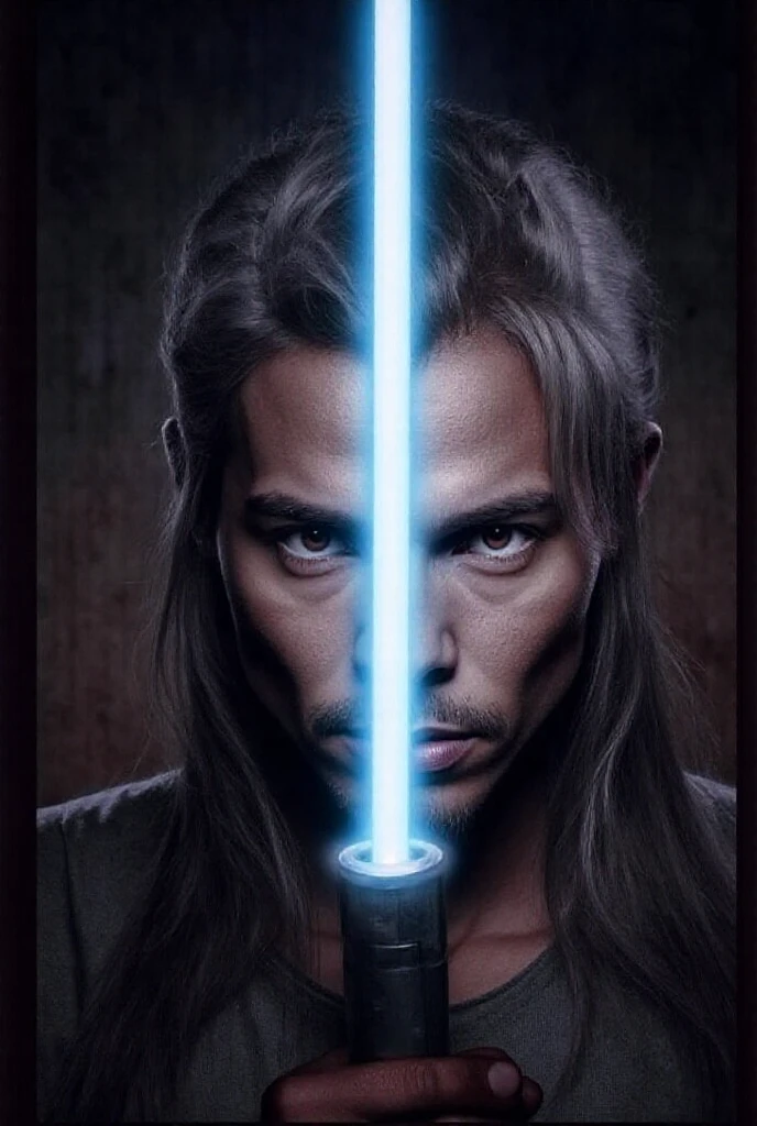 A close up photo of handsome very strong Man Warrior with (glowing neon blue sword:1.2) (in hand:1.2), struggling to remain relevant in age-old battles, with tears in his eyes, screaming, (fur:1.2), (hairy man:1.2), realistic motion action photo, (((hdr))), hyperdetailed, cinematic, cool lights, intricate details, muscle, perspective view, UHD, 64k, unreal, messy windy hair