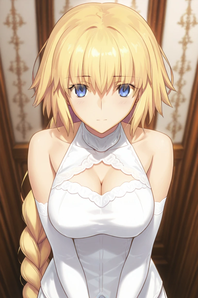 1girl, solo, female, blonde hair, yellow eyes, glowing eyes, toga himiko, white bra, white lace bra, upper body, no cloth, no clothing, only lingerie, white lace lingerie.