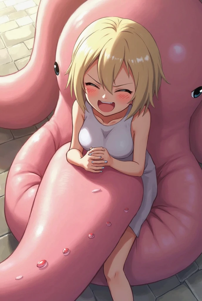 A young girl and a tentacle have sex until they climax,Tentacles moving around in her pussy,Too embarrassed face,Blonde short hair,Green Eyes,Semen covered school swimsuit,Height 20cm,A bath full of tentacles,Cute and naughty,blushing cheeks,太いTentacles moving around in her pussy,Tentacles tear school swimsuit and enter pussy,Anime Color