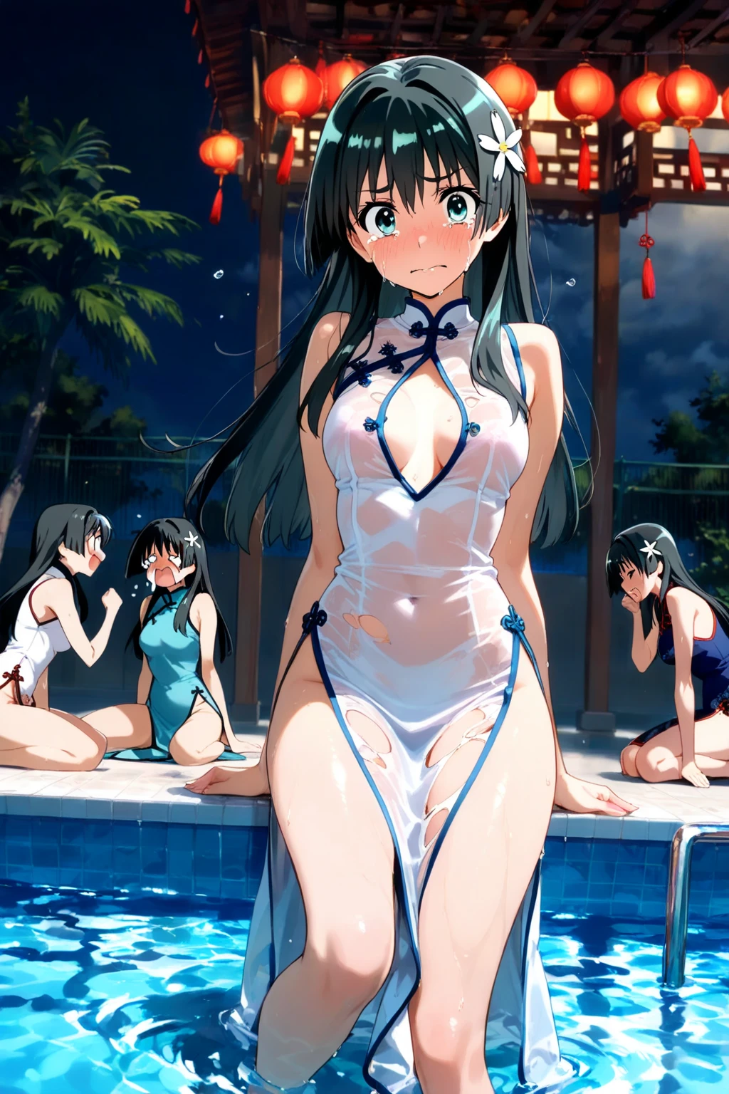 Ten high school girls in see-through swimsuits frolic in the pool Ten high school girls are in the frame, but each one is shot small. nsfw R-18 cleavage Big Breasts Breast flash Ganyu riding a banana boat Sexy face ponytail lure Slender Big Breasts