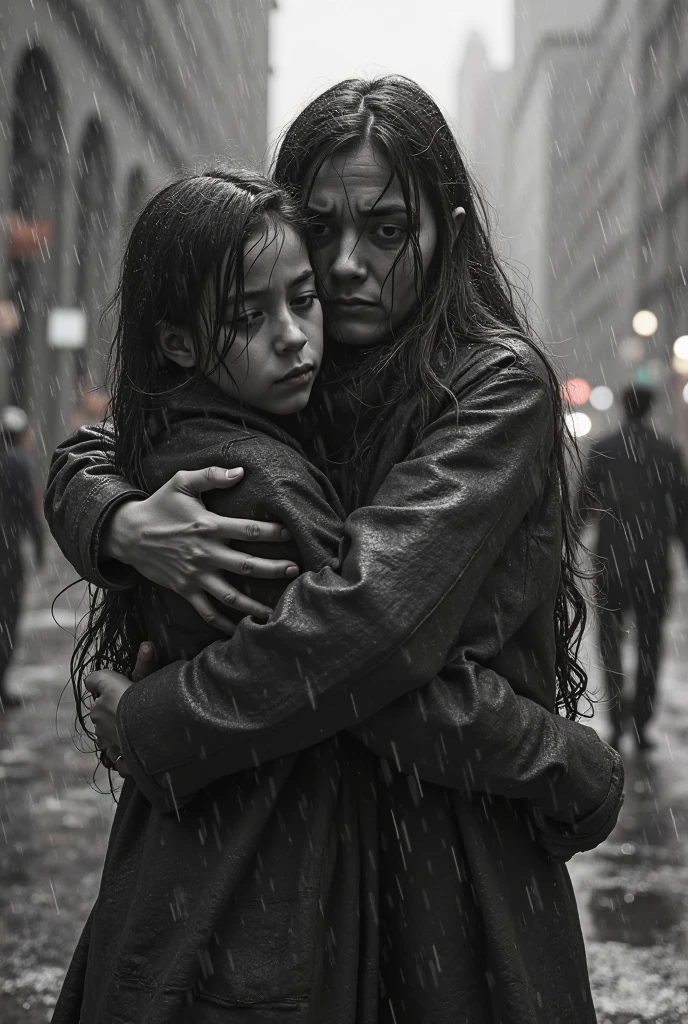 During a violent storm, a mother holds her frightened daughter in her arms as together they watch the rumble of thunder and lightning illuminate the dark sky. In the midst of chaos, they feel a calm, comforting presence, knowing they are safe under God's loving protection.