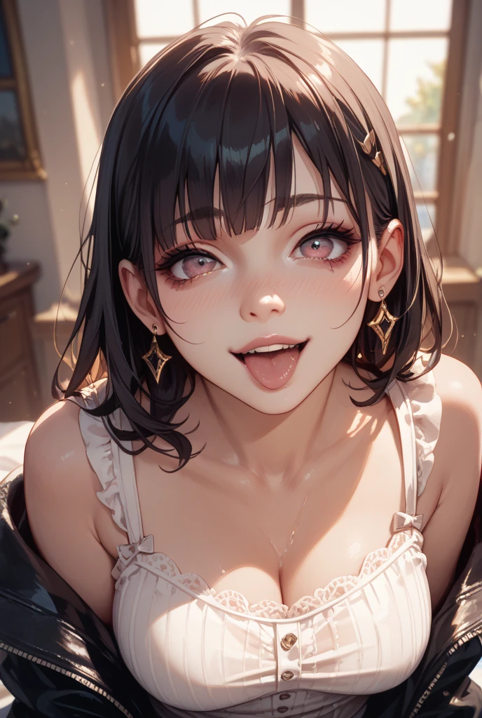nsfw、(masterpiece, Highest quality, Super detailed:1.3), Perfect composition, 4K, (Very detailed, Super detailed), Patent leather bikini, High resolution, 8k Texture, Attention to detail, Very detailed肌の質感, Magnificent details, High Sharpness, One girl, (Fine grain:1.3), (25-year-old woman:1.3), (skinny), (Big Breasts), City Hotel Room,smile、Embarrassed、Lying down pose、((Futanari))、Erect penis、、Cumshot、Blowjob pose、Open your mouth、Sticking out tongue、Tears dripping from the tongue