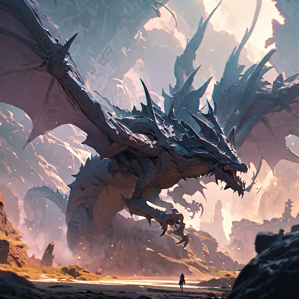 no humans, solo, masterpiece, <lora:more_details:0.7>, scenery, outdoors, mountains, orange eyes, slit pupils, dragon, scales, <lora:20230525122544:1>, dragon_real,