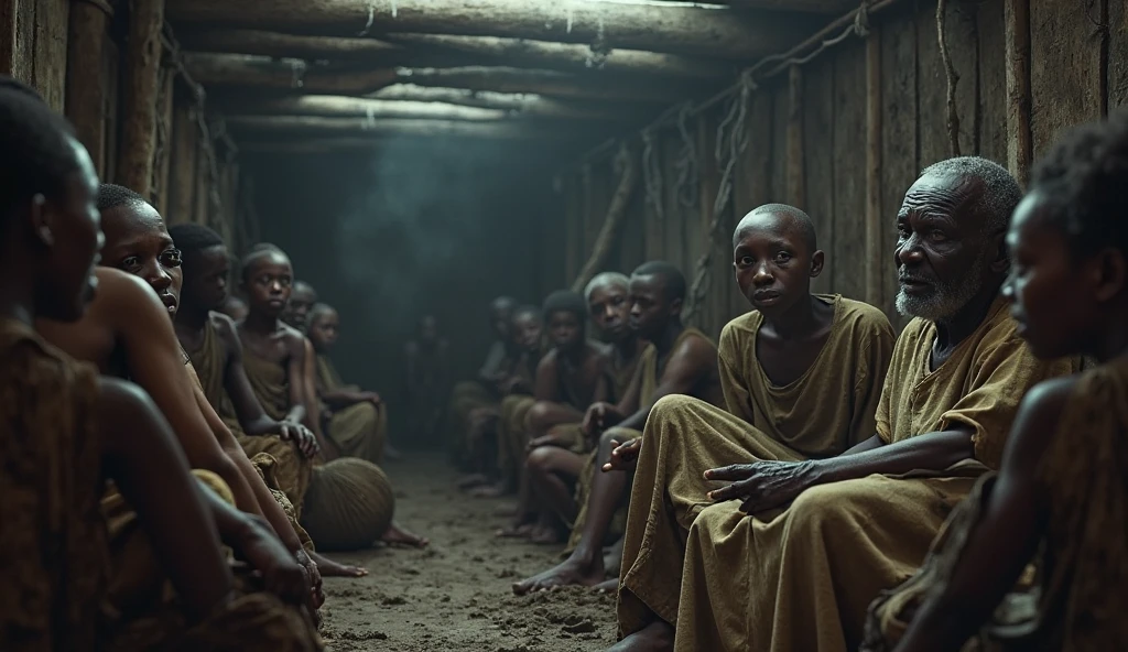 Five half-naked African slave women tied with a rope, descendant un escalier, grandes souffrance, tristesse dans les yeux, corps entier nu, no clothe, pas de coiffe, cheveux noirs, Dynamic scene from the movie Amistad, looking at the 50mm camera, Realistic photo HD, Diffuse light, Rebel Republic Environment, , hyper detailed, Whole size, Five half-naked African slaves tied with a rope, descendant un escalier, tristesse dans les yeux, Whole naked body chained with wrought iron chains, no clothe, pas de coiffe, cheveux noirs, Dynamic scene from the movie Amistad, looking at the 50mm camera, Realistic photo HD, Diffuse light, Rebel Republic Environment, , hyper detailed, Whole size, Plusieurs hommes et femmes esclaves debout, loin cloth, esclaves, Himba, corps entiers, all are chained, chaines en fer, Hands tied with a large rope, Homme africain, Enslaved humans, Screenshot of movie 300, Samuel Jackson, africain, The man has black skin, Scene from the movie Amistad, dark-skinned, pagne