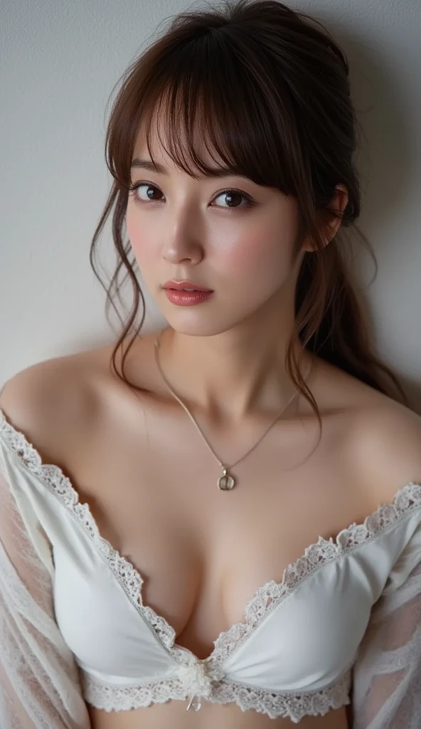 ((Highest quality, 8K, masterpiece, Super detailed, 超High resolution, Realistic, RAW Photos, Absurd, The absolute solution:1.5)), pretty girl, One girl,Tabletop, Highest quality, figure, Super detailed, In detail, High resolution, 8K壁紙, Perfect dynamic composition, Beautiful attention to detail, kimono, Off the shoulder, Cleavage