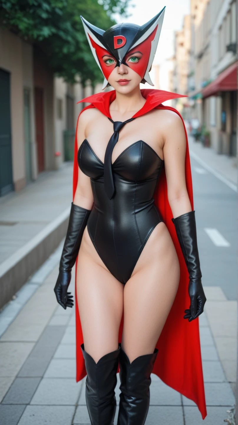 1 girl, young, 16 year old, Asian girl, full body from head to toe, realistic, realistic face, realistic eyes, worried, looks over her shoulder, side lighting, wallpaper, looks at viewer, futuristic buildings steampunk in the background, long cape and sleeveless hood, cut out in front of a one-piece swimsuit, earth land, outside, Hold the Steampunk sword in the left hand, Fly in the sky with the Steampunk Jet Pack, A large Dragon stands stand next to her,