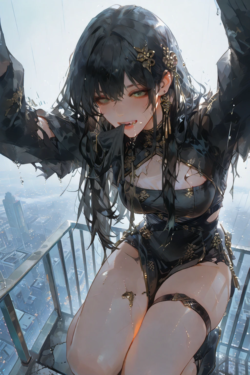 Perfect detail, Special details, highest quality,,expensive, woman,A satisfied smile .round face、View Viewer, Green Hair, Long Hair, , , Side bang, Partially exposed forehead, Dark blue eyes, Mature Body, Perfect body, Large Breasts,Big Ass.Sweaty body,Breast milk overflowing from the nipples,Pussy,share、Open your mouth、body fluid、 blush, Cleavage.Black lace lingerie,Gold Jewelry,Gold Bracelet,Gold Collar、 Luxurious crown,, necklace, Pursing your lips, A light smile, Drunk, expensiveDetail, Depth of written boundary, 1080p, 16k, Awards, High resolution, highest quality, masterpiece, 超High resolution, Anatomically correct, Super detailed,,Huge breasts、Realistic、Perfect bodyライン、aerial photograph、aerial photograph、Destroying the city with a smile、 (A giant girl bigger than a skyscraper destroys the city of Shibuya:1.5)、cute、body fluid,Eroticism,share Breast milk overflowing from the nipples Lying on the ground Occupy a major city