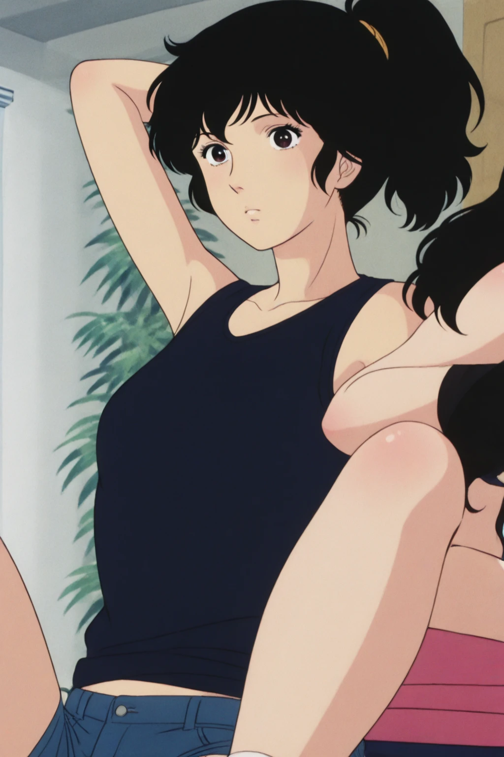 Madoka Ayukawa, 14 years old, bangs, 1girl, masterpiece, highest quality, disorganized, retro artstyle, 1980s \(style\)))), look viewer, (((full nude))), full blush, (((no Panties))),, Take a look here, (((nsfw))), view audience, nsfw, Genitals are visible,1girl, (((See here))), nsfw, (Japanese girl showing off genitals:1.1), look viewer, (((a girl, Flying in the air in a naked, from the knees up, overlooking the cityscape below,))), 