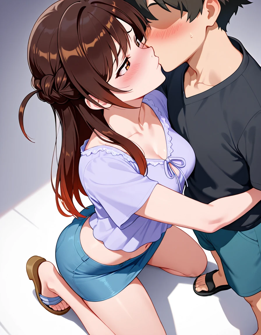 male,penis,Slender and sexy woman,Cum in mouth,deep throat ,Black knee socks,Jeans Shorts,Penis in mouth,Penis in the back of my throat,Standing Sex