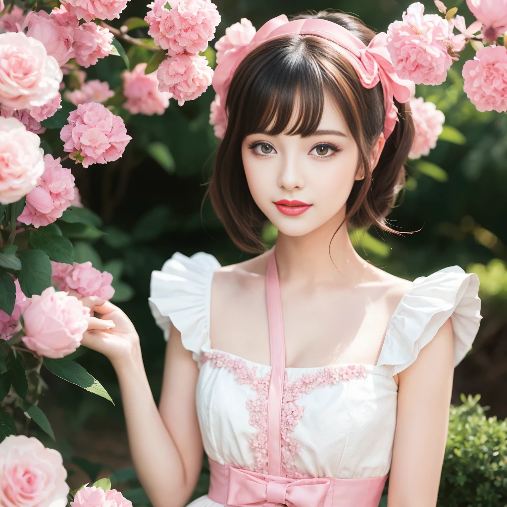 (Ultra-realistic), (figure), (High resolution), (8k), (Very detailed), (Best figure), (Beautiful and detailed), (Highest quality), (Super detailed), (masterpiece), (wallpaper), (Detailed face), alone, One Girl, watching viewer, Pink Lolita Clothes、Pensive、Less exposure、Fine details, Detailed face, In the Dark, Deep Shadow, Modest, Pure Erotic Face Ace_v1, cool, short hair, Pointed diagonal bangs,