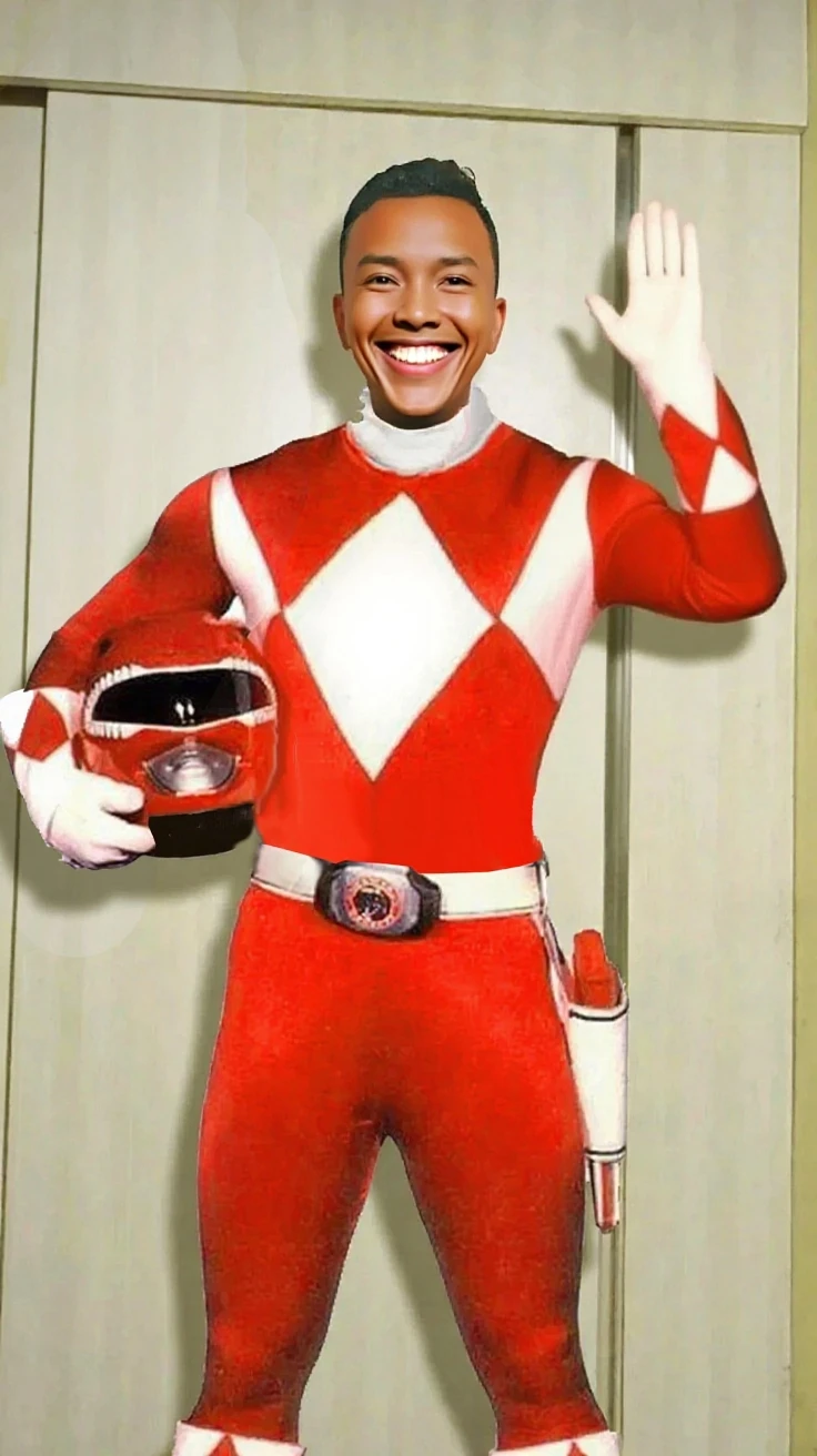 arafed man in red and white outfit holding a red helmet, power ranger, the secret seventh power ranger, inspired by Ivan Ranger, red uniform, power rangers, wearing a red captain's uniform, white and red body armor, he‘s wearing a red neckerchief, wearing red and yellow hero suit, red armor, white and red armor,