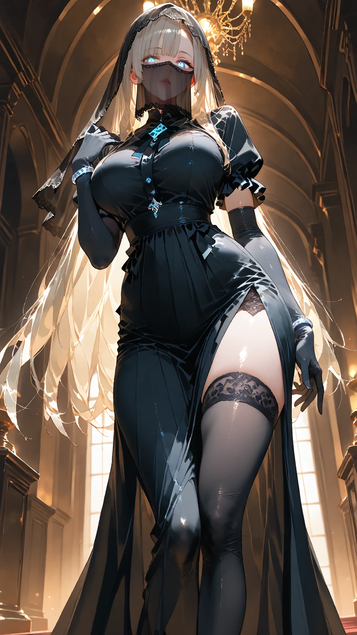 (dynamic fighting pose),(leather boots,(asymmetrical mecha armor),(long embroidered white lace dress,see through,lift up the hem of the dress)),(random hairstyle),(Thin type:1.8),(large breasts),(Highest image quality,(8K), Ultra-realistic, Best Quality, High quality, High Definition, high quality texture, high detailing, Beautiful detailed, fine detailed, extremely details CG, Detailed texture, realistic representation of face, masterpiece, presence)