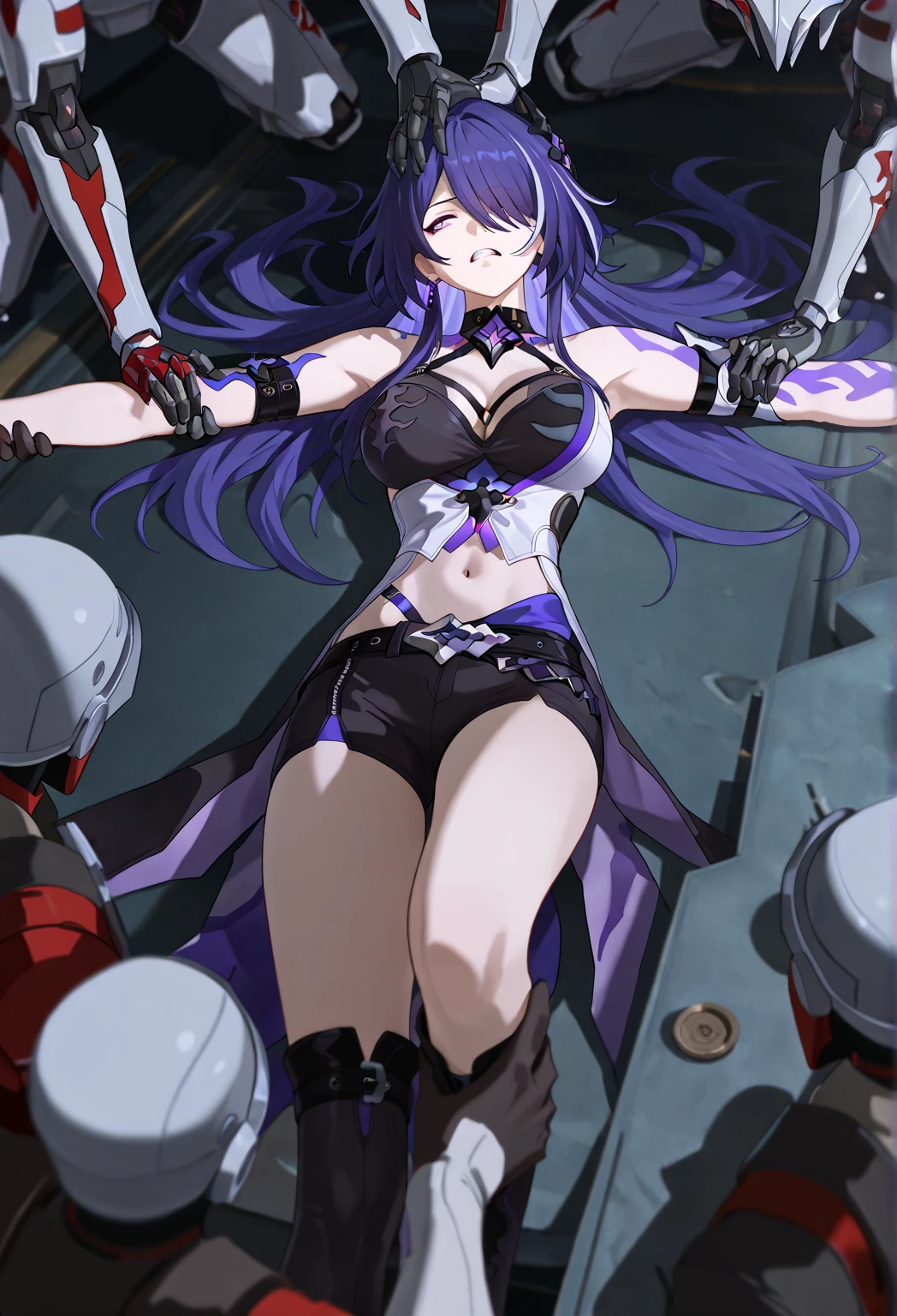 prosthesis, prosthetic leg, needle, purple magic