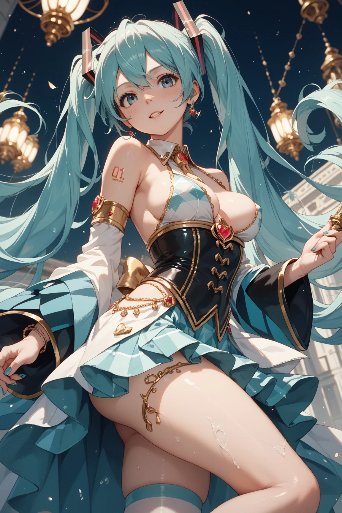 miku hatsune,Arabian Night,Bewitching dances,palatial palace,Beautiful breasts,Silver costume