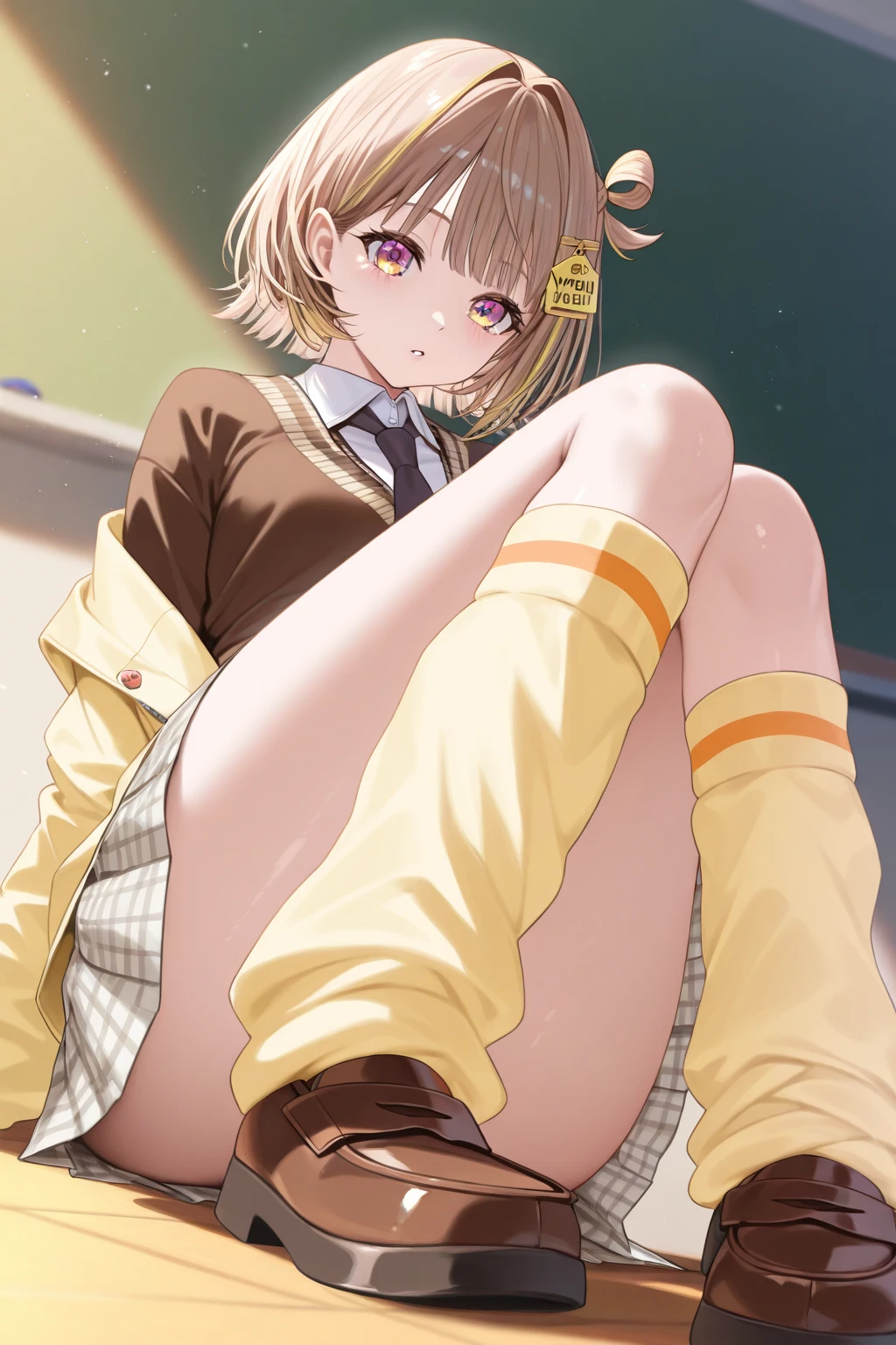 ,masterpiece, best quality, 1girl, ((Hermione Granger)),yellow eyes, nude, tree, long sleeves, stairs, path, sitting, pussy, spread legs, dildo, anal, one leg up, spread pussy, medium breasts,hogwarts