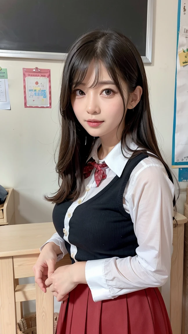 resolution, 1 girl, Watching the audience,Young beautiful Japanese woman, Super cute face, Gorgeous appearance, Large Breasts,Long Bob Hair,smile,(school uniform:1.3),Beautiful Eyes,(indoor:1.3), 混雑した道をsmileで歩く,Glossy lips, Double eyelids on both eyes, Natural Makeup, Long eyelashes, 艶やかで滑らかなライトブラウンのLong Bob Hair, Asymmetrical bangs, Glowing Skin, Center image, 高resolution, High Detail, Detailed hairstyle, Detailed face, Great cinema lighting, Octane Rendering, Vibrant, Surreal, Perfect limbs, Perfect Anatomy, Spreading hair、Slender beauty:1.4、((Saggy breasts:1.4))、Chest exposed、Slim Abs、Curved Waist、(smile:1.2) 、(Pleated mini skirt、Lift up the hem of your skirt:1.2))、Slender and long beautiful legs、Open your feet wide、(Sheer black stockings:1.2)、(Lace panties:1.2、Beautiful pussy exposed、Open up、pussy creampie、pubic hair:1.1)、(From below:1.2)、Backlight、