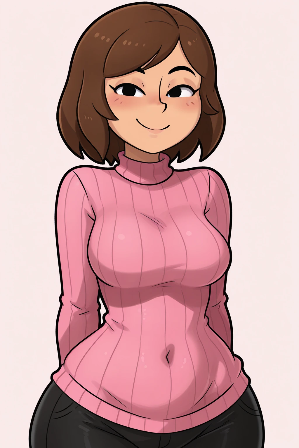 (NabikiWaifu:1), cute, smile, sexy pose, standing, head tilted, hands on hips, one eye clothes closed, open, (realistic: 1.2), (realism), (masterpiece: 1.2), (best quality), (ultra detailed), (8k, 4k, complex),(full body shot:1),( Cowboy-shot:1.2), (85mm),light particles, lighting, (highly detailed:1.2), (detailed face:1.2), (gradients), colorful, detailed eyes, (detailed landscape, house, room, bed, window, table: 1.2), (detailed background), detailed landscape, (dynamic angle: 1.2), (pose dynamics: 1.2), (rule of third_composition: 1.3), (line of action: 1.2), long shot, ground, daylight,