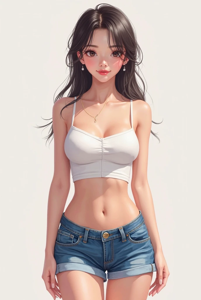 mulher de cabelos loiros em top azul e shorts jeans posando para uma foto, corpo perfeito fotorrealista, Figura completa hiper-realista, ultrarrealista doce coelhinho menina, corpo perfeito sombreado realista, Trend in CGTacing:, Modelo IG | Artgerm, Deusa loira, trending at cgstation, aluna hiperrealista, barbie doll in panties and bra, corpo perfeito, Sexy girl in colorful paint explosion, perfect strokes, jets of paint in various colors dotted with the beauty of art that overflows.