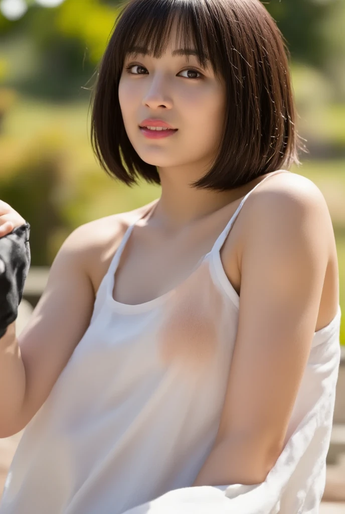Photo quality,masterpiece,Realistic,(14 year old cute Japan girl:1.9),(Detailed young face:1.9),(Very embarrassed look:1.9),(Angle from below,Thin legs:1.9),(Angle from below:1.9),(Posing to seduce men in the park,Inner thigh visible:1.9),((Droopy eyes:1.9)),((Body type of a 14 year old girl,Small Tits:1.9)),(Cute school girl hairstyle:1.9),((Thin legs)),Very white skin,Show your forehead,Detailed body,Great hands,No makeup,(((nude)))