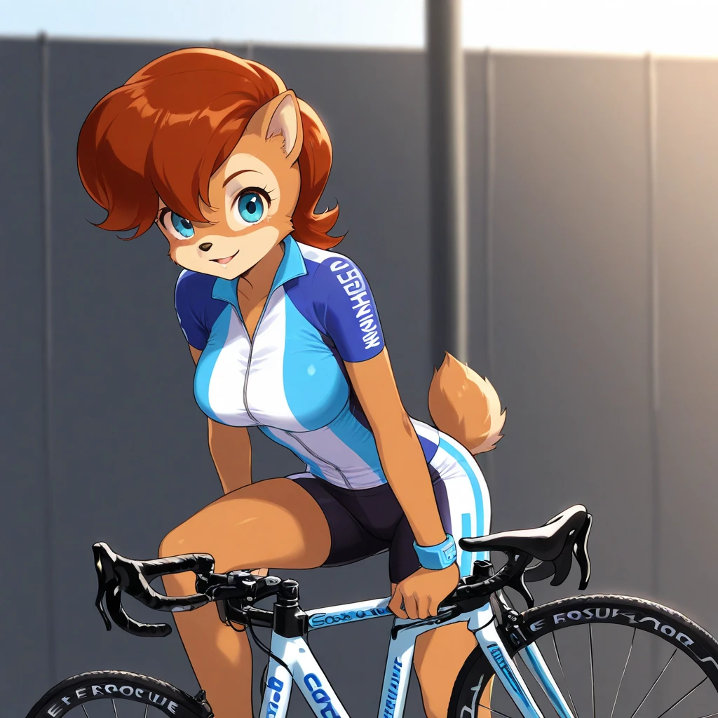 (best quality, insanely detailed illustration:1.2), 1girl, fox girl, (furry:1.2), bikesuit, riding bicycle,