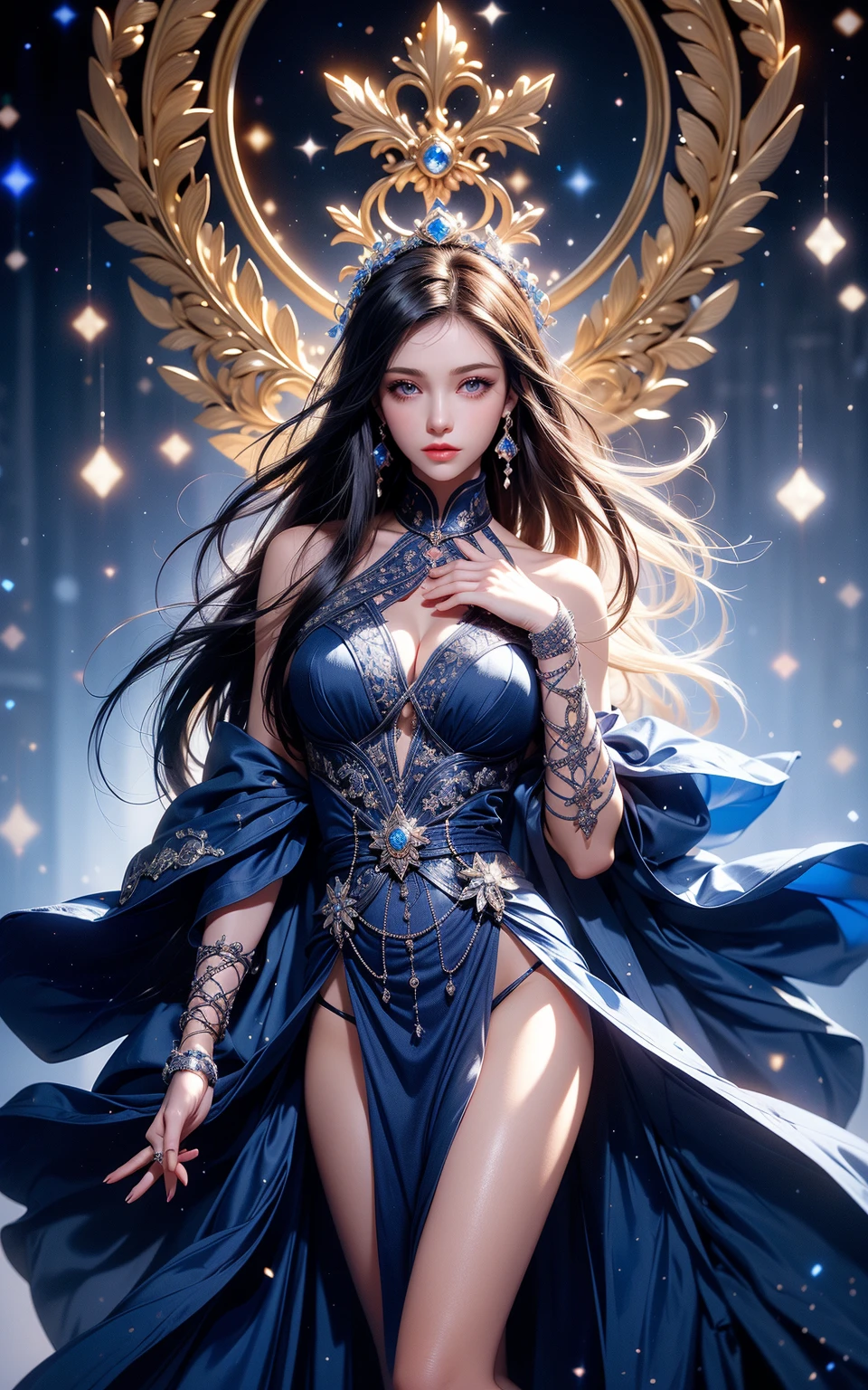 1g(masterpiece, top quality, best quality, art, beautiful and aesthetic:1.2), (1girl), extreme detailed,magic cloak, magic, staff,(fractal art:1.3),colorful,highest detailed,