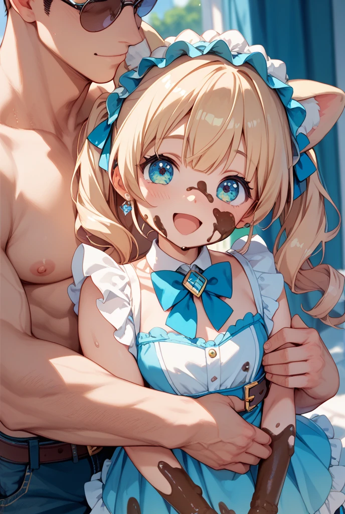 Hiro Default,shinosawa hiro,thin,Orange eyes,White eyelashes,Blonde,Long Hair,Hair Clip、blush、The whole body is visible、Pregnant women、Handjob、、Slim:1.5、White Cat Lingerie, choker, Neck bell、白いcat paw gloves、Half-closed eyes、Blowjob