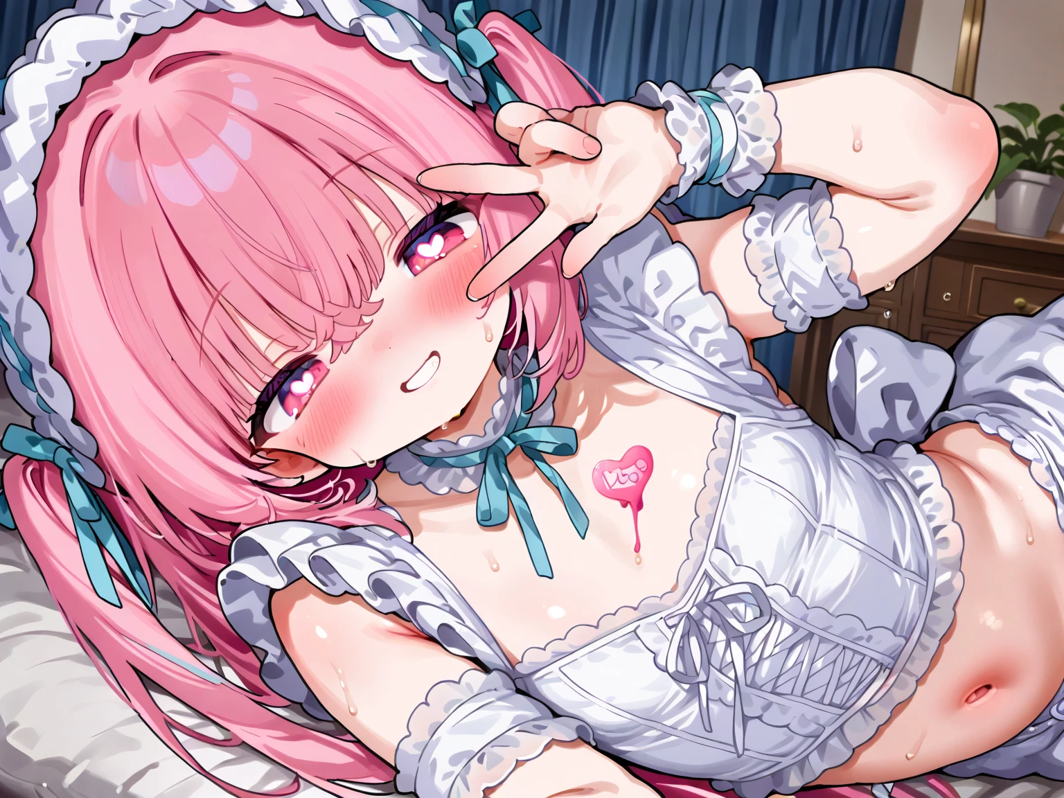 ((Masterpiece)),((high resolution)),((Best Quality)),Anime illustration,((1girl)),saigyouji_yuyuko_touhou,Feeling embarrassed,Are crying,15 years old,(Young),baby face and big breasts,large breasts,(low length),(Short),(child),??????,drunken eyes,Slave Collar ,pussy juice,spread legs,(?????????), schlick, (????????????),