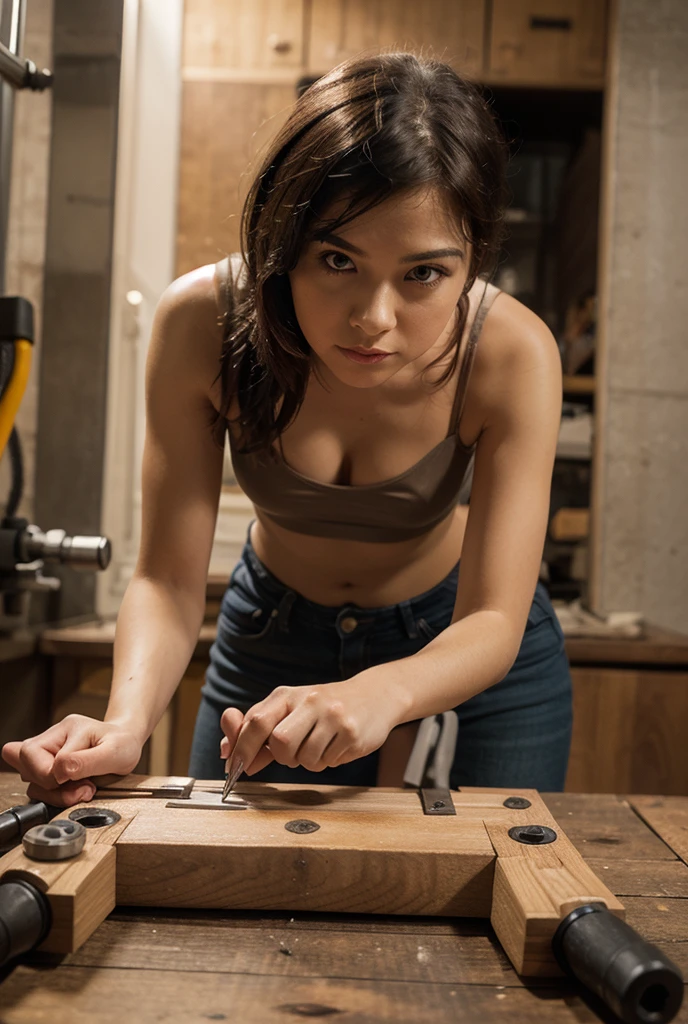 Teenage girl tied up in ropes on a sybian Shirtless