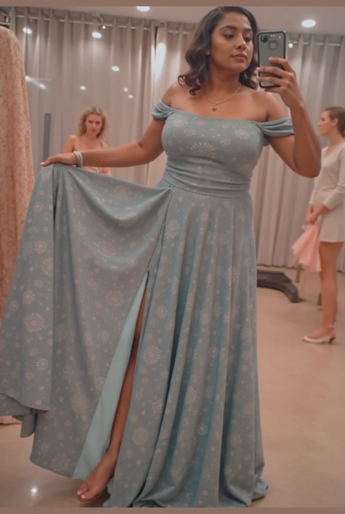 mulher araffe em um vestido floral em frente a uma mesa, usando um longo vestido florido, vestindo chiton floral, vestindo vestido floral rosa, Wearing a flowing dress, vestindo chiton floral rosa, imagem de corpo inteiro, vestido colorido, vestido flor, Flowing dress, linda senhora, vestido florido, wearing a flowing sundress, usando um vestido longo