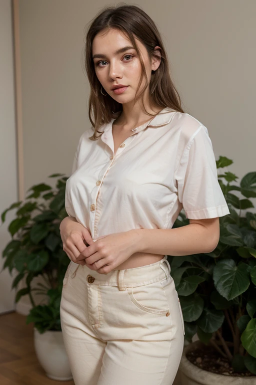 Create a very realistic and beautiful model with the following detailed features: Gender: Female, Age: Young adult (approximately 20-25 years old), Hair: Long, wavy and reddish with a natural shine, gently cascading around the shoulders and back back. . . . . . . . . . . . . . . , Eyes: Bright green with a captivating, slightly almond-shaped look, detailed with natural highlights, Skin: Fair complexion with a light texture, including natural freckles on the nose and cheeks, giving a youthful and vibrant appearance: Fair complexion with a light texture, including natural freckles on the nose and cheeks, giving a youthful and lively appearance, Face: with a smooth and natural contour, soft and full lips with a slight pinkish tint and a slightly delicate upturned nose, Expression : a gentle face, with a touch of mischief, which conveys warmth and approachability, Clothing: dressed in a white polo shirt and black sunglasses, wearing dressed in a white polo shirt, wearing a white polo shirt, a white outfit , wearing a white polo shirt and glasses, a simple white polo shirt, a silky white outfit, fashionable white clothes, a girl wearing a white polo shirt, wearing white clothes, a girl wearing a polo shirt white, Tight suit dressed in a smooth white polo shirt, wears an elegant outfit, haute couture chic, All white, Background: a lush green golf course under a clear blue sky, The background includes a fairway, a distant flag and some trees, Pose: His feet are shoulder-width apart, arms outstretched holding a golf club, showing concentration, Background includes a fairway, a distant flag and some trees, aesthetic, Unsplash, Neoclassicism, Complex background, Best quality, hyper detailed, Gratty Sita, 64K, Light design