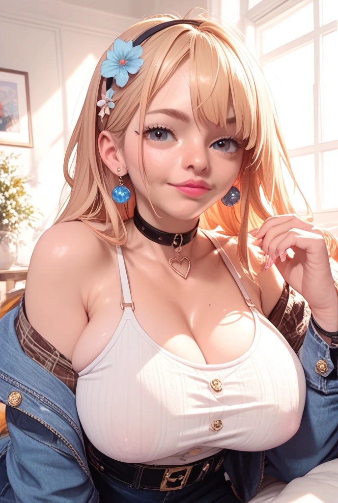 masterpiece, blonde hair, long hair, nightclub, slingshot swimsuit, collar, tattoo, large breasts, [nsfw]