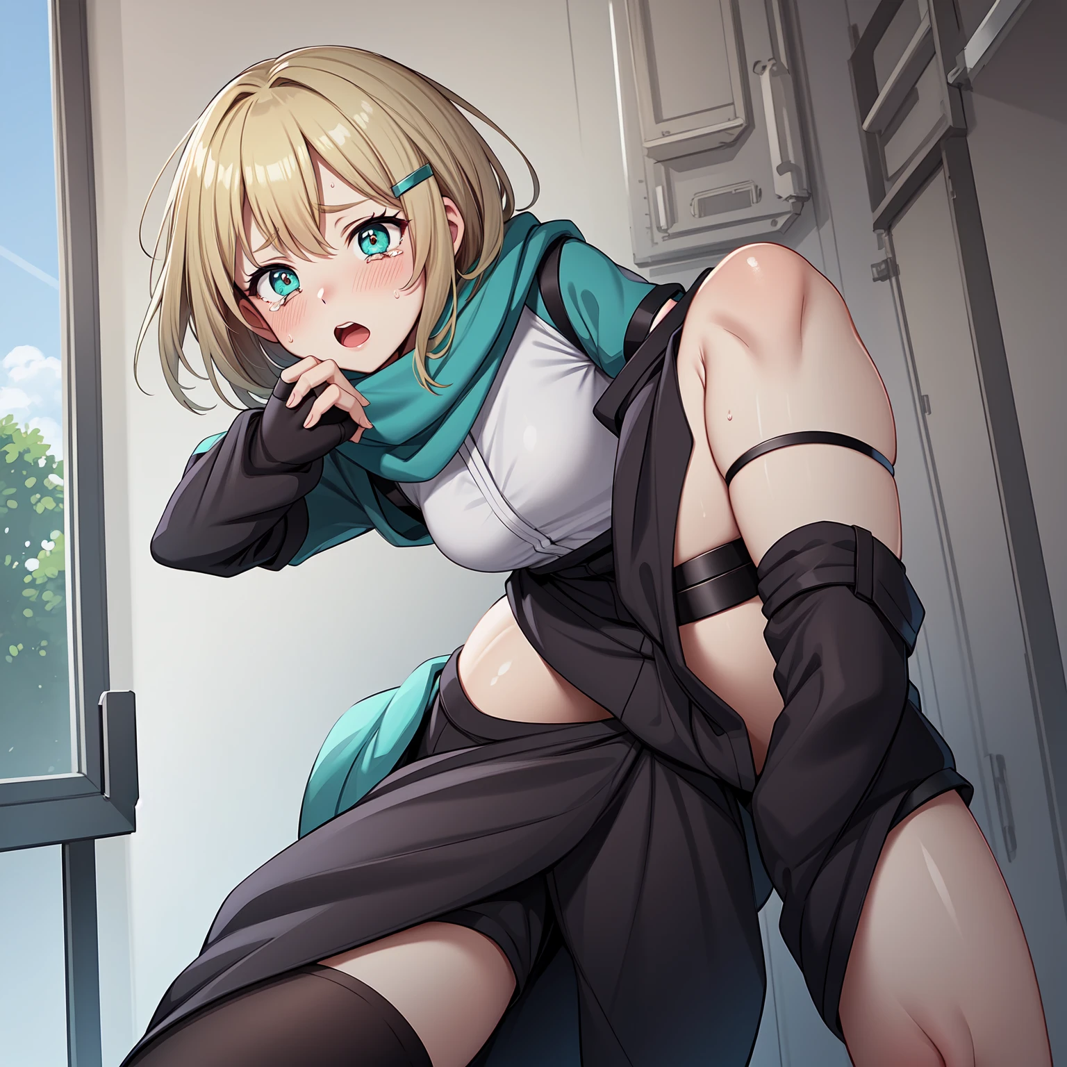 (extremely detailed CG unity 8k wallpaper),(masterpiece), (best quality), (ultra-detailed), (best illustration),(best shadow), (sharp eyeliner, eyeshadow, detailed eyes:1.1),
,BREAK
whiskeyproject, bike shorts, blue eyes, tactical clothes, knee pads,
<lora:WhiskeyProject:1>