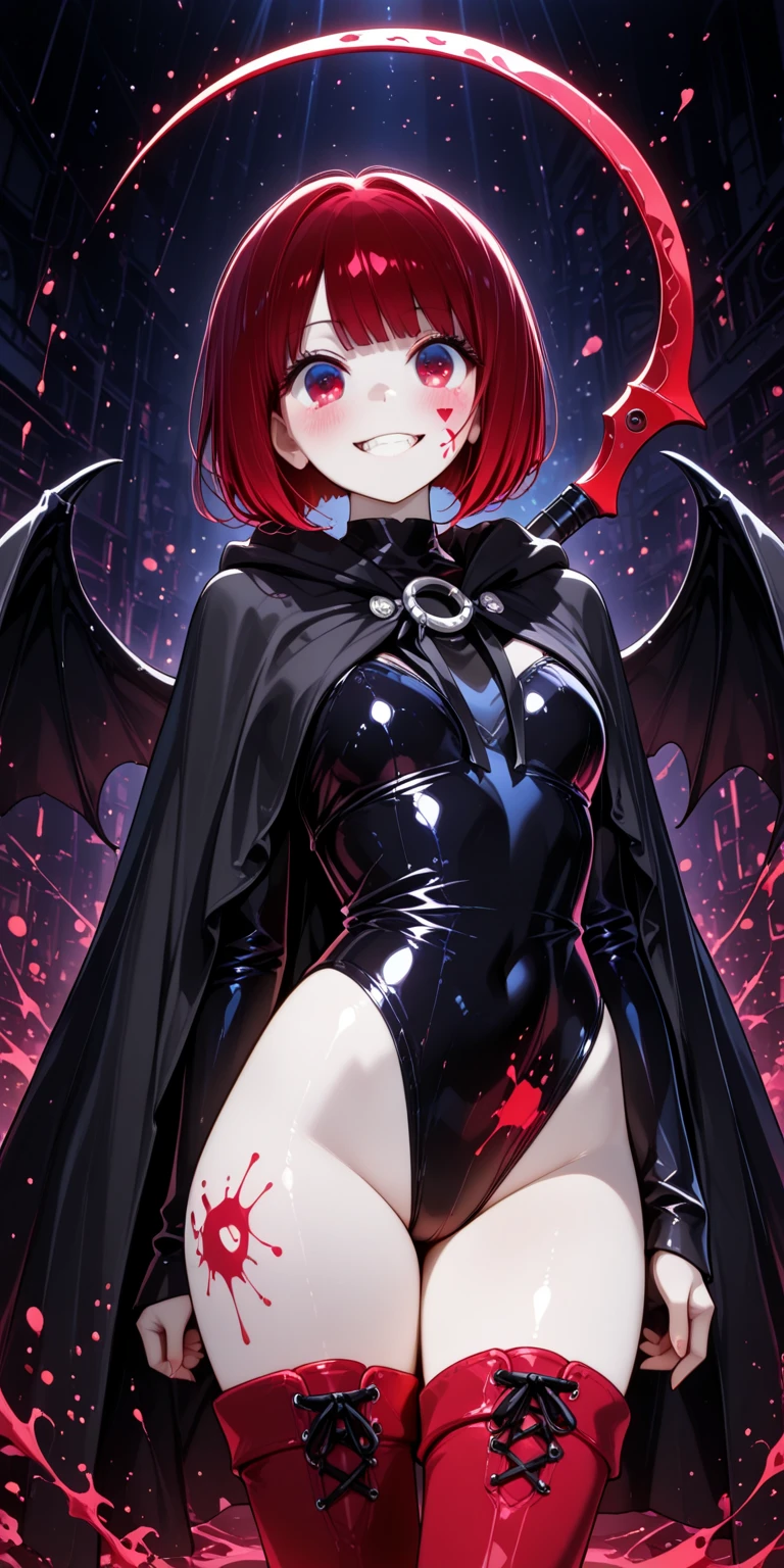1 mature and seductive woman,(Detailed Description,Incredibly absurd,High resolution,8k wallpaper,masterpiece,Highest quality,Depth of region,Anatomically accurate depiction,A face with attention to detail, Eye for detail),(Glowing Skin,Shiny skin,Oilskin),((Succubus disguised as a priest)),(Solemn Clerical Garments,Staff,Devil&#39;s Wingsのアクセサリー),eyelash,(Luminous purple eyes,Eyes of Madness,There is cleavage in the chest,Bewitching Smile,Glossy lipstick,Seductive gestures),Sweat,(whole body),(background:A magnificent church with stained glass),Pink light,Devil&#39;s Wings