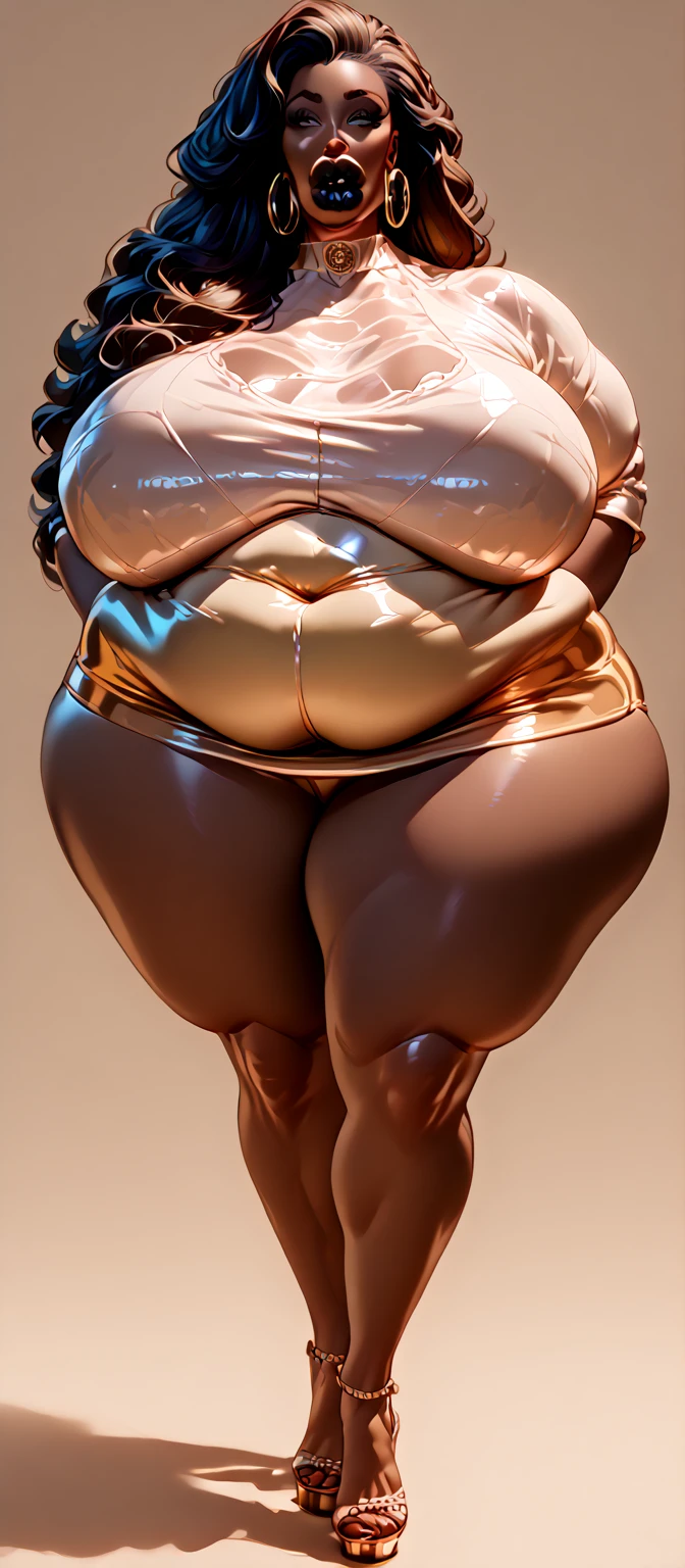 wide hips, attractive long legs, wedge heels,  beautiful eyes, Beautiful whole body, small breasts, short silk dress underwear, a tempting look, Abs, Plump body shape, black hair, red eyes, full body, Bewitching pose, thick calves, Slightly parted lips, Blank Eyes