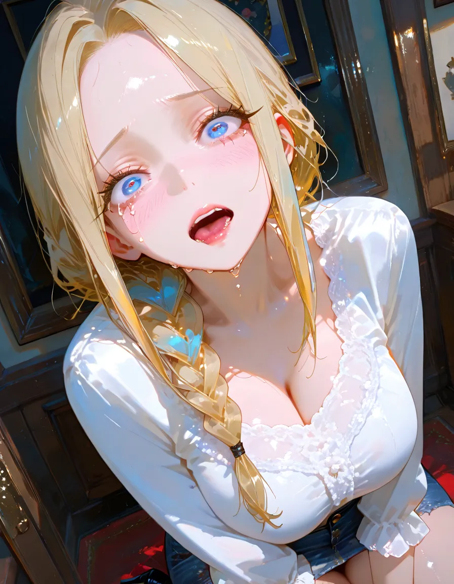 (1girl as the priestess), (solo:1.5), blonde hair,pov hands, irrumatio,, masterpiece, best quality, highly detailed
