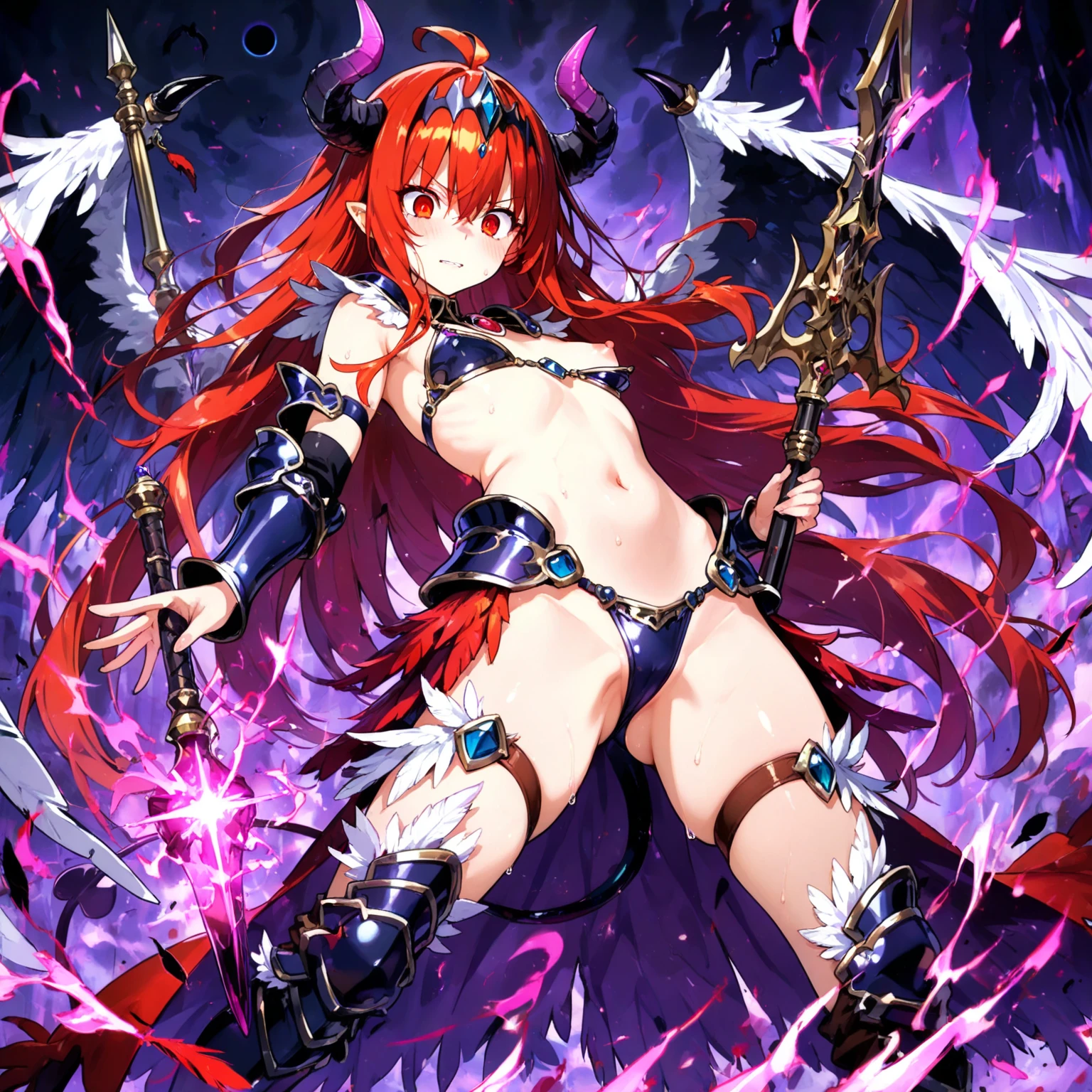 1girl、(((devilの羽:devil:Two horns))),Long Hair,10 years old、,(((fullbody)))、(((Female organ)))、Nipples、sakura,(((Sword in left hand)))、独奏、Sharp Claws、Sharp Fangs、Naughty figure、Red ribbon、Sexy clothes