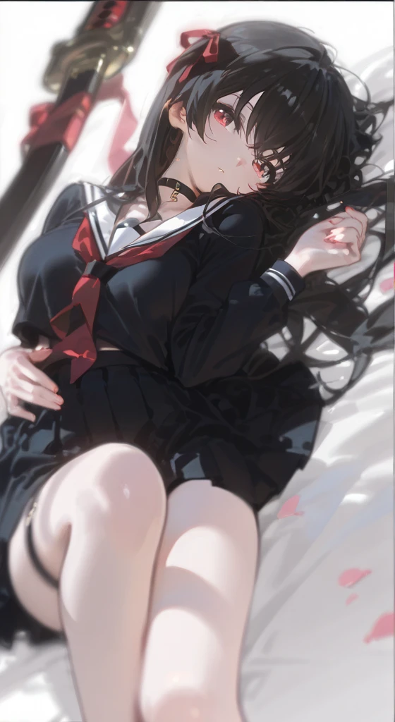 ( high quality, high resolution, complex and detailed depiction, masterpiece, Raw photo,POV, Angle from feet, Photorealistic 3DCG, perfect anatomy:1.2),( one woman, 16-year-old, Brown hair, long hair, messy hair, cute face, beautiful brown eyes, thin pubic hair,look pussy),( Blushing cheeks, embarrassed expression, open mouth, tears, virgin, ),( high school girl uniform , miniskirt, black lace panties, bare feet,),( sleep on the bed, open your legs, lift up skirt, Pile back )