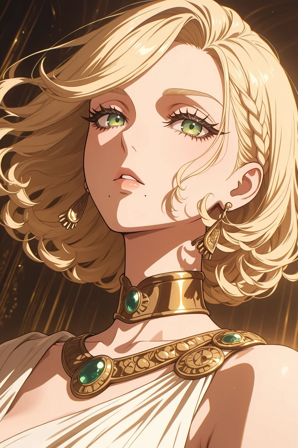 female　Green clothes　Short Hair　Blonde　Get angry　anime