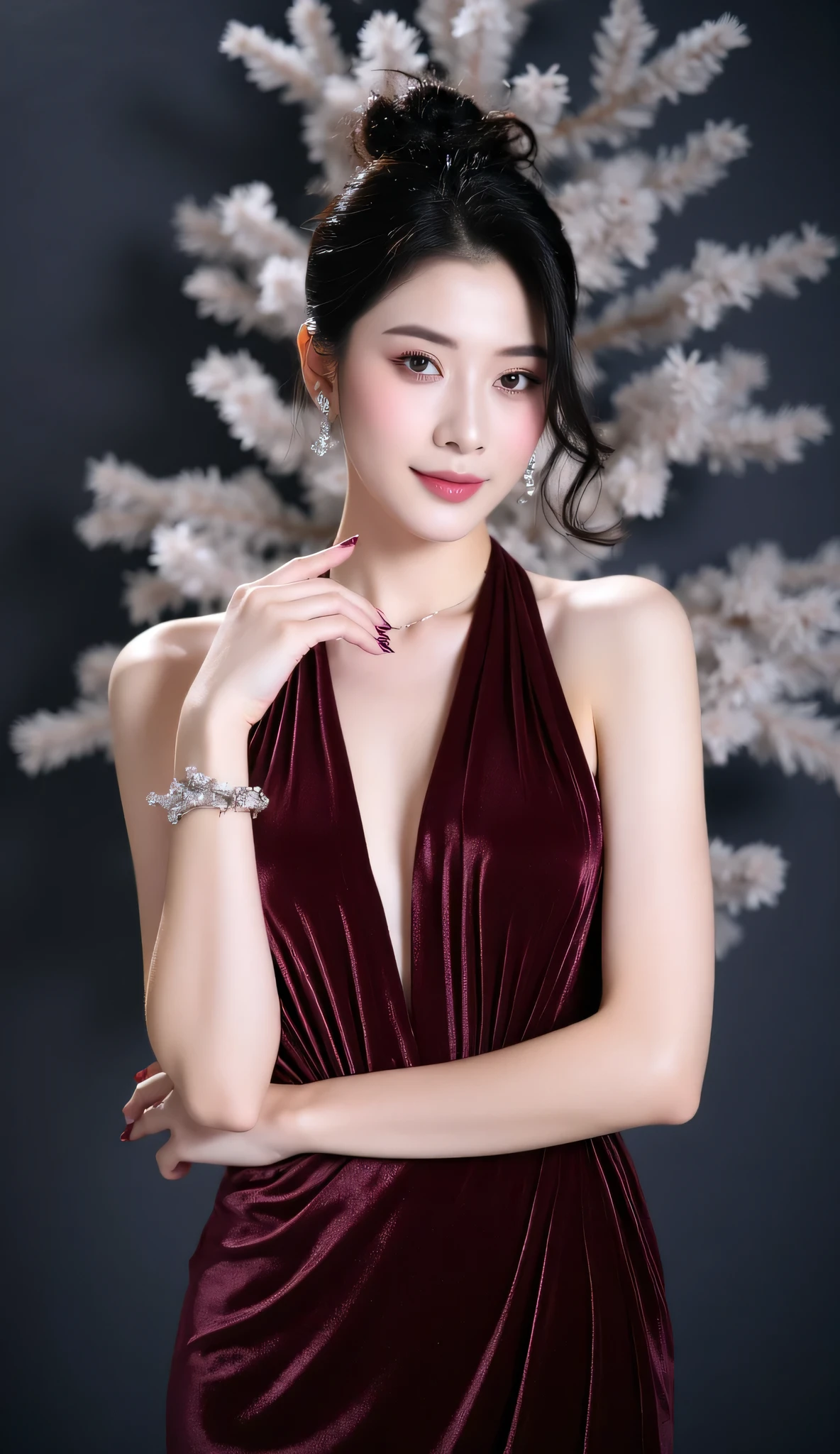 An arafi woman wearing a red dress holding a wallet and smiling, akiko takase, yuuka kazami, kiyoko suzuki, mutsumi akasaki, yasumoto oka, Yoshitomo Nara, Kazue Kato, chiho ashima, nishihara isao, narumi kakinouchi, rinko kawaichi