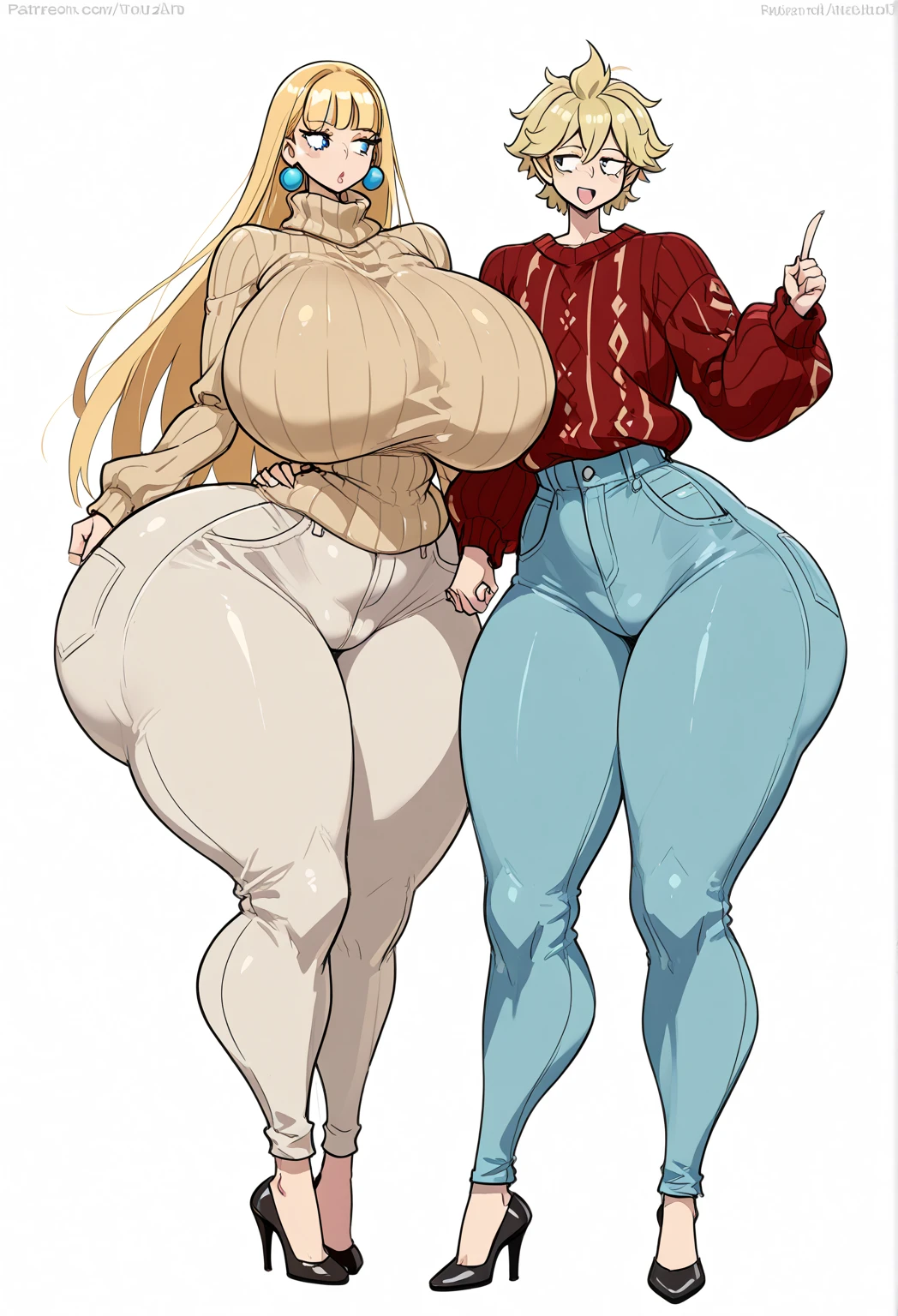 Arctic wolf, female, long hair, huge breasts, huge hips, huge thighs, plump, voluptuous, gorgeous, beautiful, eyelashes, cream hair, bushy hair,thick hair, morbidly obese, big bushy tail , huge belly, belly overhang,fat arms, fat legs, side view, hyper ass
