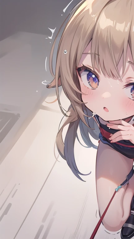 large breasts、wet.arms、looking at viewer、cowboy sot,(((overhead shot)))), ((((1girls/2boys))), spoken 〇〇、nsfw, penis, pussy, under boob,erect nipples present in the indoor pool,Sex between men and women、sketch、Purple Hair、She has a small ribbon on her head、Big Tits、doggystyle
