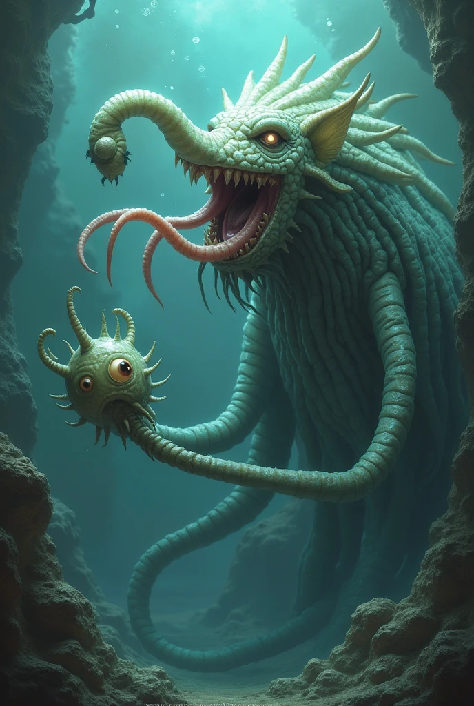 Masterpiece, Best Quality, <lora:BookSW2:1> Sea monster, gills, amphibious, Water, Orbs,