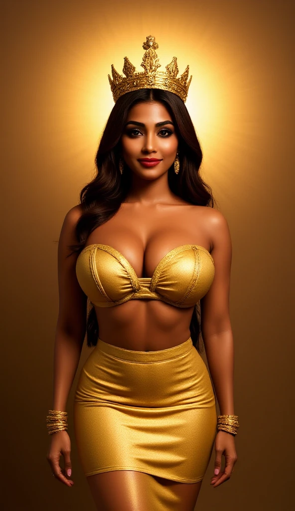 (The ultimate beautiful dark skinned woman、Plump figure) Age 25, Detailed facial features, Lip details, Big eyes with double eyelids (1.4), Full of smiles, smile、(((Stiletto heels、Very tall、The whole body is visible、A large hair ornament with many bird feathers、Confetti)))、Big and ample breasts, prominent thighs, (((big diamond earrings、Samba Carnival Costume、Gorgeous sequined outfit、Gold costumes、Costumes with lots of intricate detail、Very extreme costume、Clothes that expose a lot of skin、Micro bikini type costume)))、 Perfect Image Realism, Rio Carnival Streets、 Detailed costume, Perfect lighting, Hyperrealism,