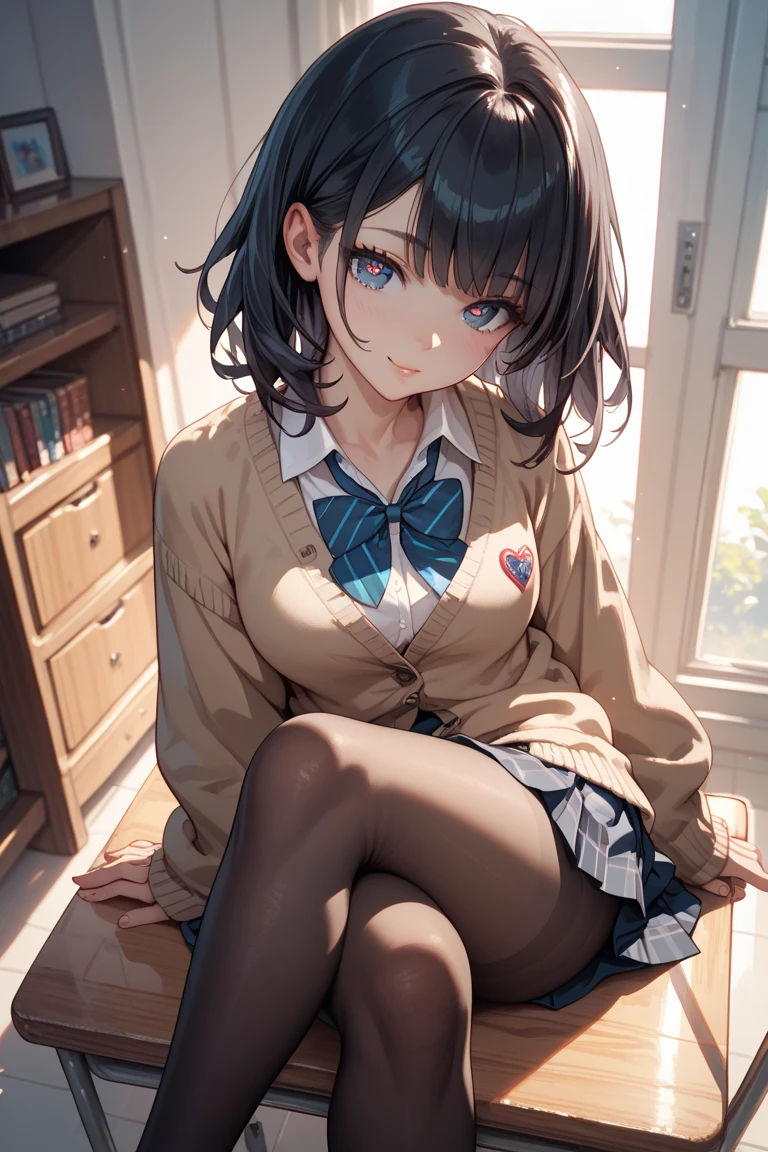 ((最high quality, 8K, masterpiece)), High resolution、(high quality: 1.5)、Very detailed、Detailed face、Bright colors、Natural light、Fine grain、Colorful eyes、Beautiful Face、非常にDetailed faceのテクスチャの女性,masterpiece, 最high quality, Detailed and beautiful eyes,最high quality、Best image quality、masterpiece、Mr.々Hairstyle,girl,Just beautiful,masterpiece,最high quality、alone, (Head to toe), (black tights), (Black Pantyhose), (Sit with your legs apart), (Crouching pose), (A composition showing panties), (Her legs were spread、I can see your pants.), (I was made to sit on the floor with my legs spread..), (M-shaped legs), Thin legs, Very beautiful and tall, (No shoes), blush, Shy big eyes, looking at the camera, Blazer Uniform, Checkered Pleated Skirt,so beautiful、High resolution,((Glamorous Body)))(masterpiece:1.2)、(最high quality:1.2)、Latest Glossy Skin