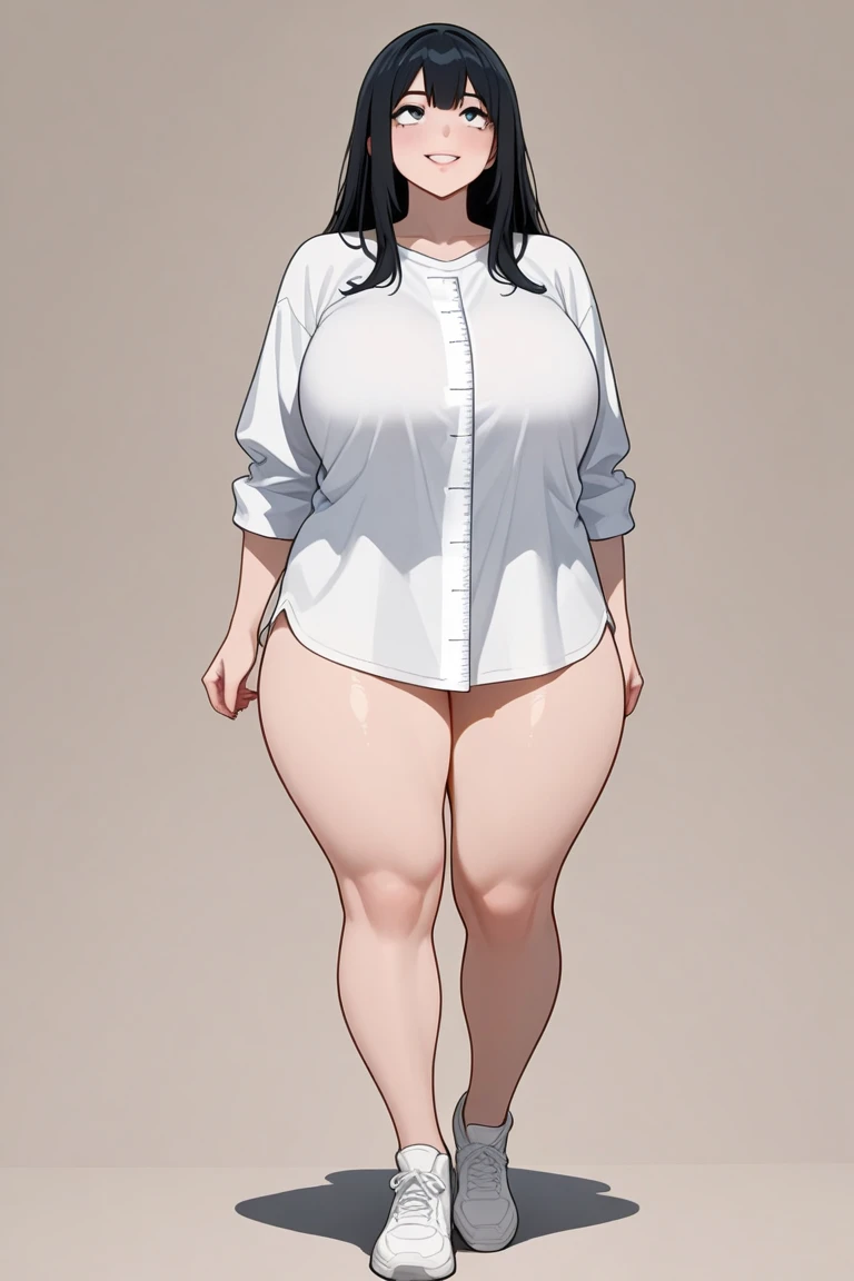 (masterpiece, best quality, highly detailed), 1girls, big belly, blurry background, huge belly, art by kipteitei, round belly, chubby, curvy, simple_background, gradient_background, belly grab, enormous belly, fat belly, thicc, bigger belly, really big belly, jiggly belly, shirt covering belly, belly cover by shirt, glasses, gym clothes, thighhighs, ((full body)), long hair