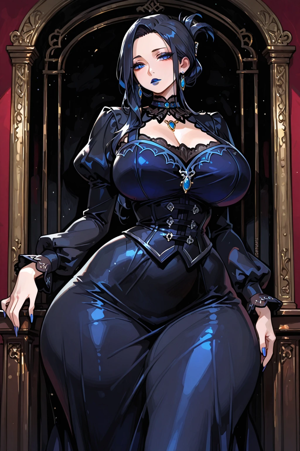Arav is sitting on a chair wearing a black cat costume,  Dressed in robes, Classical witch robes, Dark flowing robe, Black robe, Fantasy robes, designed for cozy aesthetics!, oversize clothes, Wearing an oversized hoodie, kemonomimi, Very comfortable], ，huge bust，High score hair，Expose long legs，sheer transparent clothes，Elaborate Eyes，The details of the eyes are super delicate，com rosto detalhado，Slender long legs，No underwear，Expose the genitals