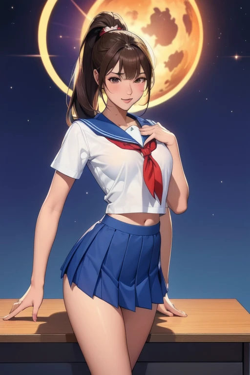 1 girl, light smile, shiny skin, highest quality, table top, (game CG:1.4), NSFW, detailed beautiful face and eyes,big breasts、small area see-through lingerie, sailor venus, I could feel the fight, Severe, cowboy shot、big and full breasts、full moon night、beautiful starry sky、((highest quality)), (Super detailed), very detailed, High resolution raw color photos, professional photography, ((beautiful big breasts)), wonderful face and eyes, (see through panties:1.2)、、big ass、looked back、Close up of cameltoe、Please open your thighs from below.　bend your knees　Peeing　yellow water flowing from the crotch　full of sweat