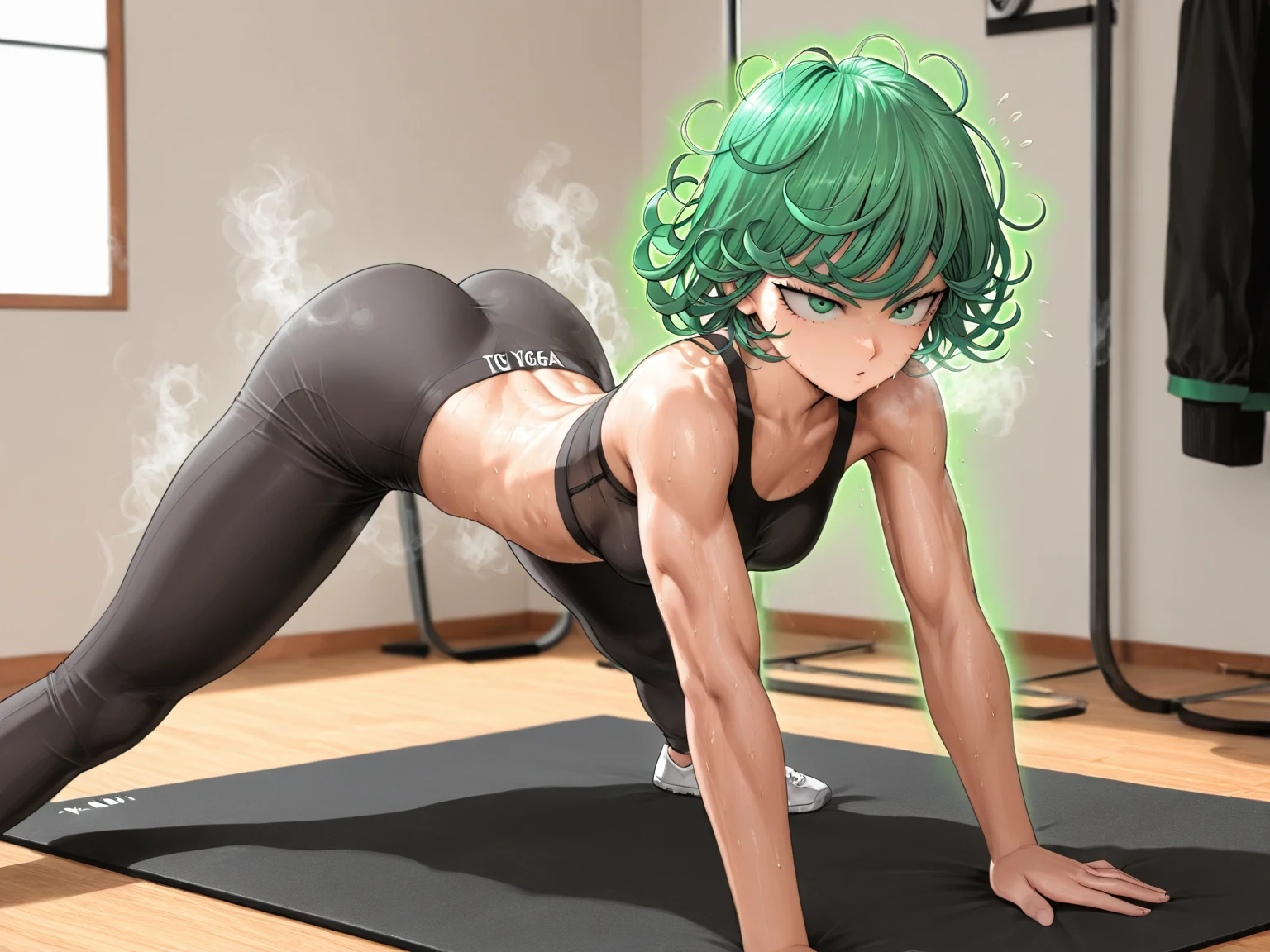 (((1 girl))), (Tatsumaki de um homem de soco), (cabelo verde curto), (olhos verdes), peito pequeno, (((wearing bikini))), (whole body view), (sem quarto de motel), (((pernas musculosas))), cintura fina, Abdominal Muscles, bunda grande, (((foto de corpo inteiro))), sapatos pretos de salto alto, (mostrando sua bunda para mim), ( ((Moody))), (HDR), reflexo ocular, olhos estendidos, olhos estendidos, Moody, anime, minimalismo, estilo anime, ray tracing, Cinematic lighting, Cinematic lighting, brilhar, brilhar, Artefatos JPEG, luz brilhante, raios de deus, ray tracing, sombra projetada, panorama, Sony FE, from behind, Debaixo, Debaixo, UHD, piece of master, preciso, preciso, anatomicamente correto, Super Detalhe, alta qualidade, best quality, muito alto , 16k