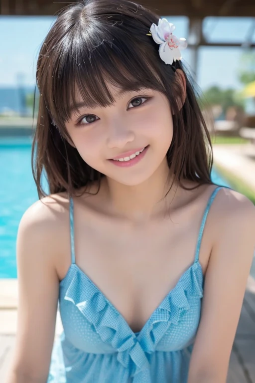 Masterpiece, Best quality, 8k, 18 ans, Photo brute, absurdes, Award-winning portrait, sourire, sourire, seulement, Nuit, neon light, Idol face, pourpre, gardénias, delicate girl, Haut du corps, DSLR, Regarder le spectateur, candid, Sophisticated, jeune, bras minces, professional lighting, grain du film, aberration chromatique, (Detailed eyes and face:1.0), (Bokeh:1.1), ((Natation en maillot de bain)), in love, small breasts, descending from the sea, France, small chest, flat chest, pink bikini, happy smile, cherry tree, wet, lubed, cherry lips, lingerie, swimming, skirt, party, dynamic, lingerie, kneeling, peach, oil