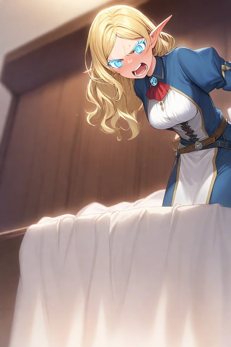 1girl, saber, fate \(series\),bedroom,lying on a bed, bondage,gaged,ballgag,rope,hand behind back,masterpiece,very aesthetic,newest,